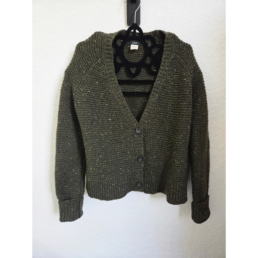 Vintage J Crew Wool/Mohair/Angora Blend Cardigan Sweater Green Womens Medium
